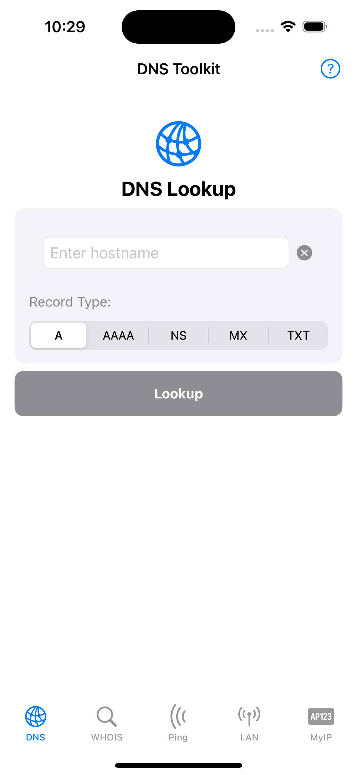 Screenshot dell'app