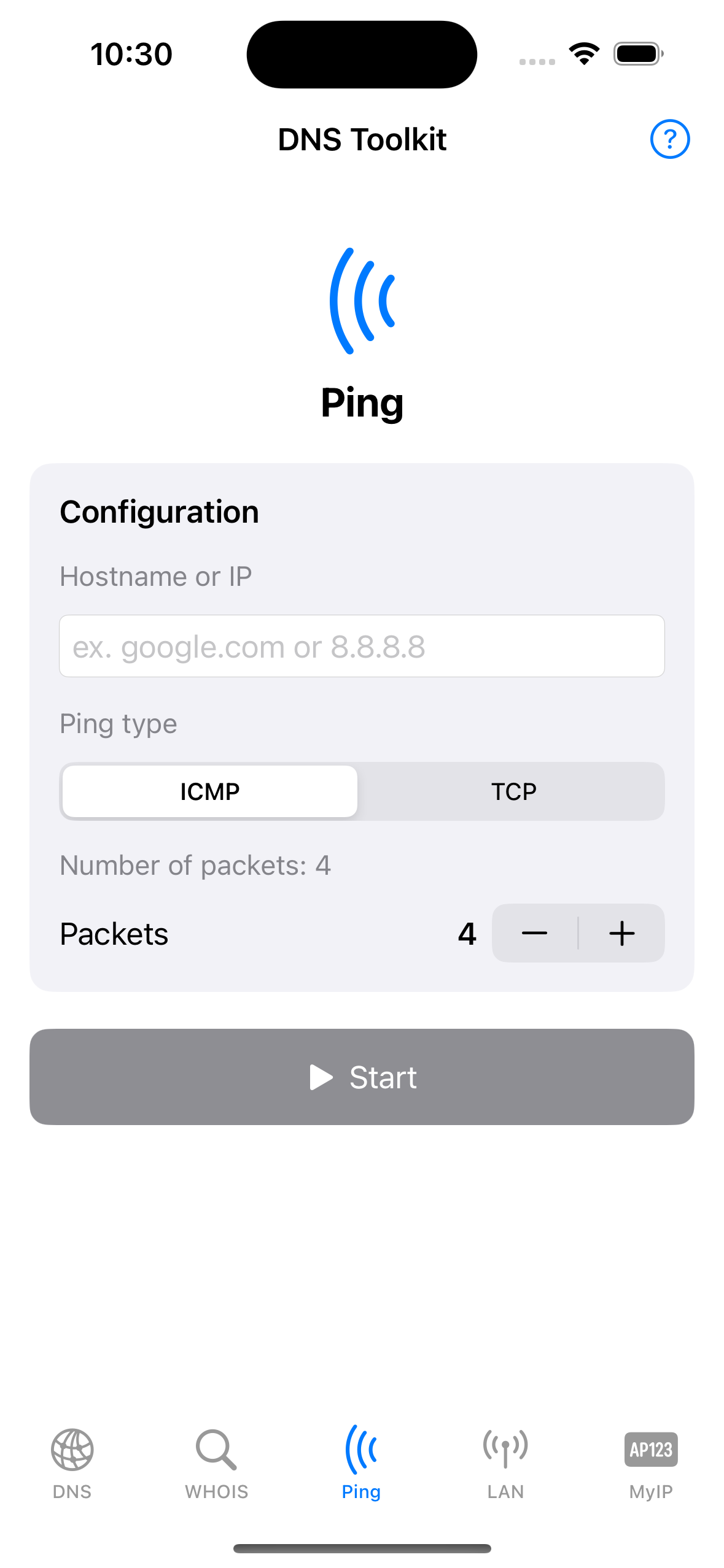 Screenshot dell'app